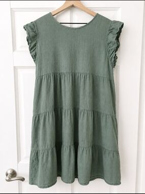 Classic Tiered Midi Dress in Sage Green